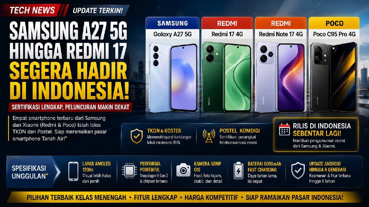 Samsung Galaxy A27 5G dan Redmi 17 Segera Hadir di Indonesia, Sertifikasi Sudah Lengkap