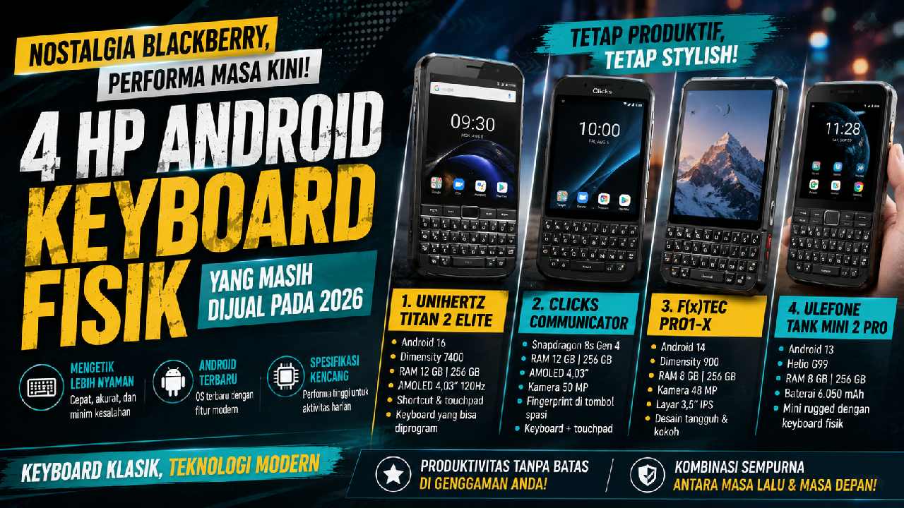 4 HP Android dengan Keyboard Fisik yang Masih Dijual pada 2026, Nostalgia BlackBerry dengan Teknologi Modern
