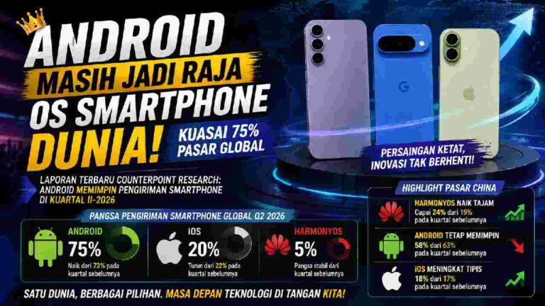 Android Tetap Jadi Raja OS Smartphone Dunia, Kuasai 75 Persen Pasar