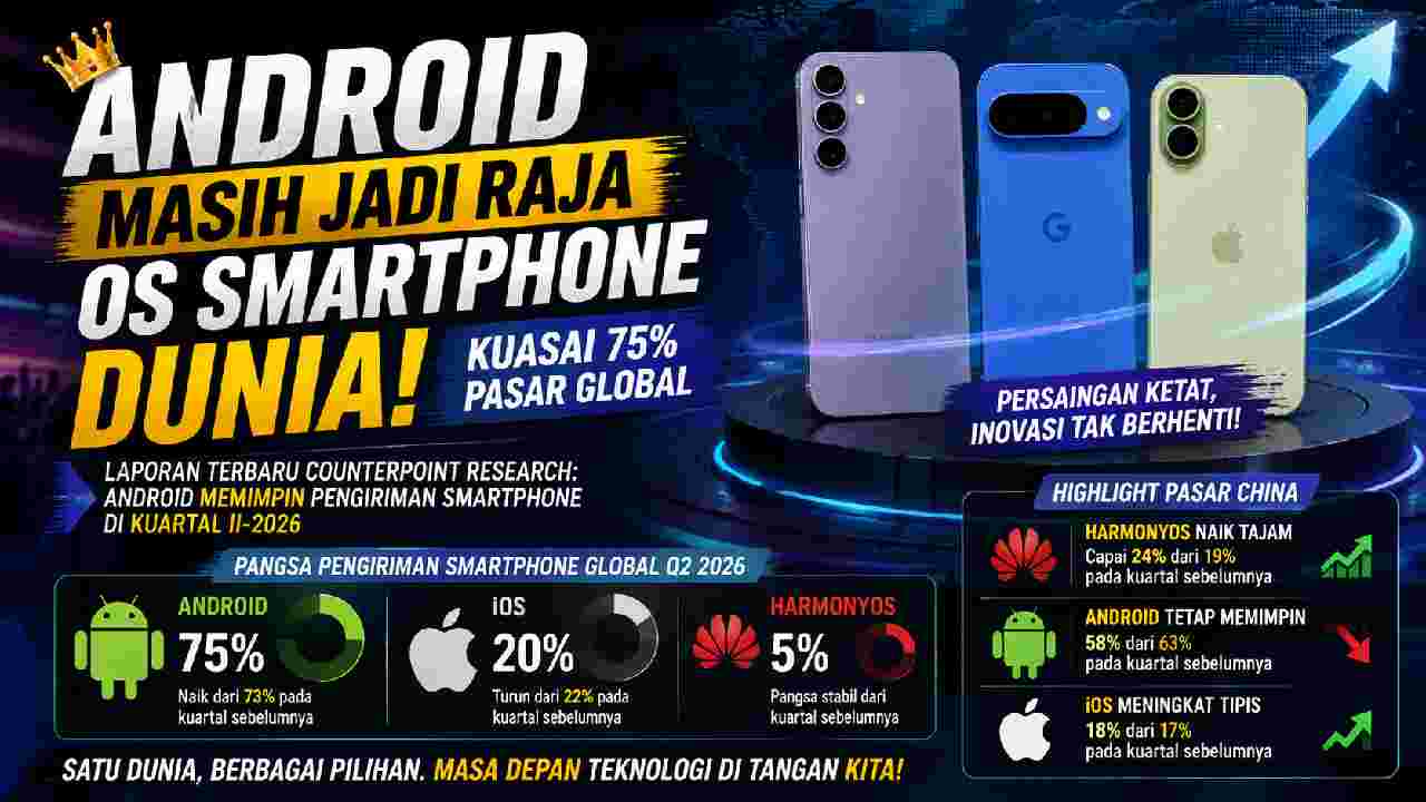 Android Tetap Jadi Raja OS Smartphone Dunia, Kuasai 75 Persen Pasar