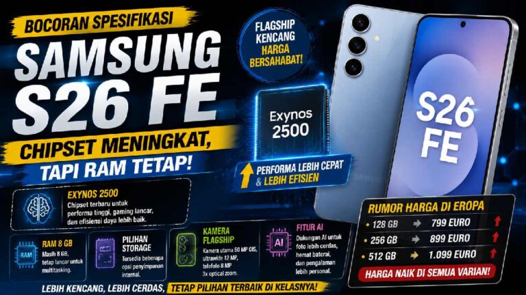 Bocoran Samsung Galaxy S26 FE, Chipset Lebih Kencang tetapi RAM Masih 8 GB