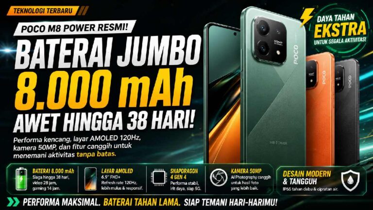 HP Poco M8 Power Resmi Meluncur, Baterai 8.000 mAh Diklaim Awet hingga 38 Hari