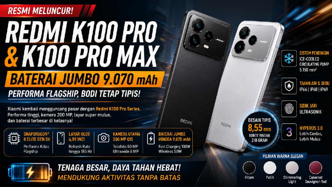 Xiaomi Redmi K100 Pro Series Resmi, Baterai Jumbo Berpadu dengan Bodi Tipis