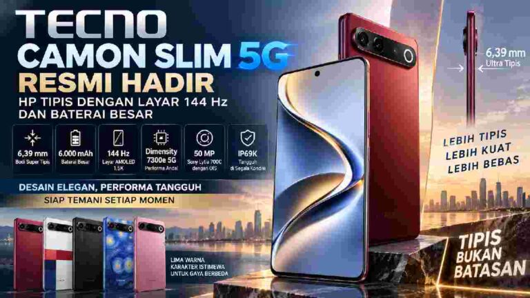Tecno Camon Slim 5G Tampil Tipis, Baterai Besar dan Layar 144 Hz