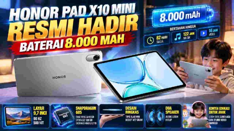 Honor Pad X10 Mini Resmi, Tablet Ringkas dengan Baterai 8.000 mAh