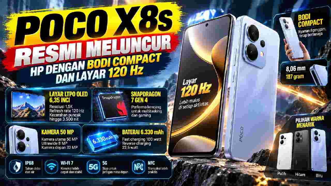 Poco X8s Resmi Meluncur, Bodi Compact Bawa Layar 120 Hz dan Baterai Jumbo