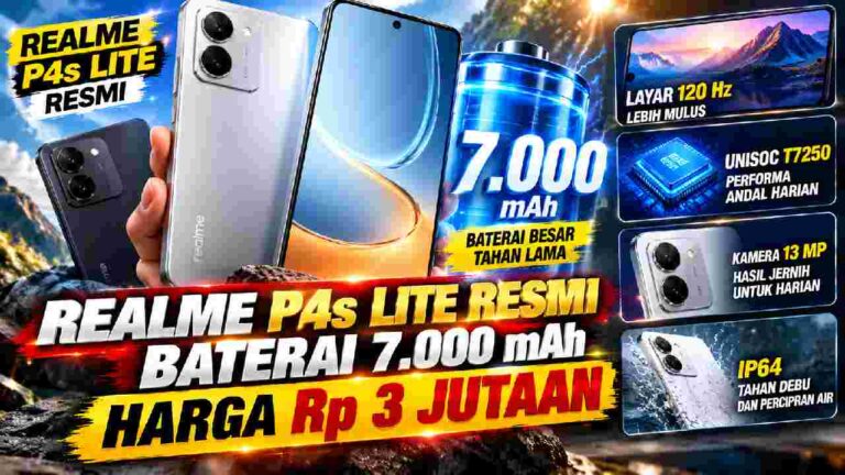 Realme P4s Lite Resmi, Baterai 7.000 mAh Jadi Andalan Harga Rp 3 Jutaan