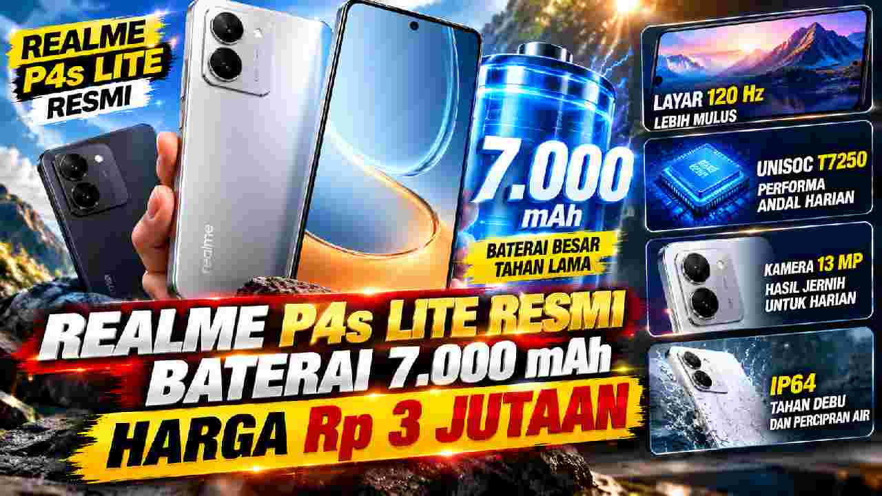 Realme P4s Lite Resmi, Baterai 7.000 mAh Jadi Andalan Harga Rp 3 Jutaan